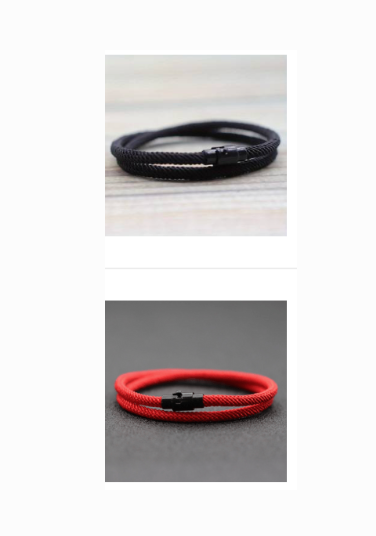Bracelet double cordon noir rouge