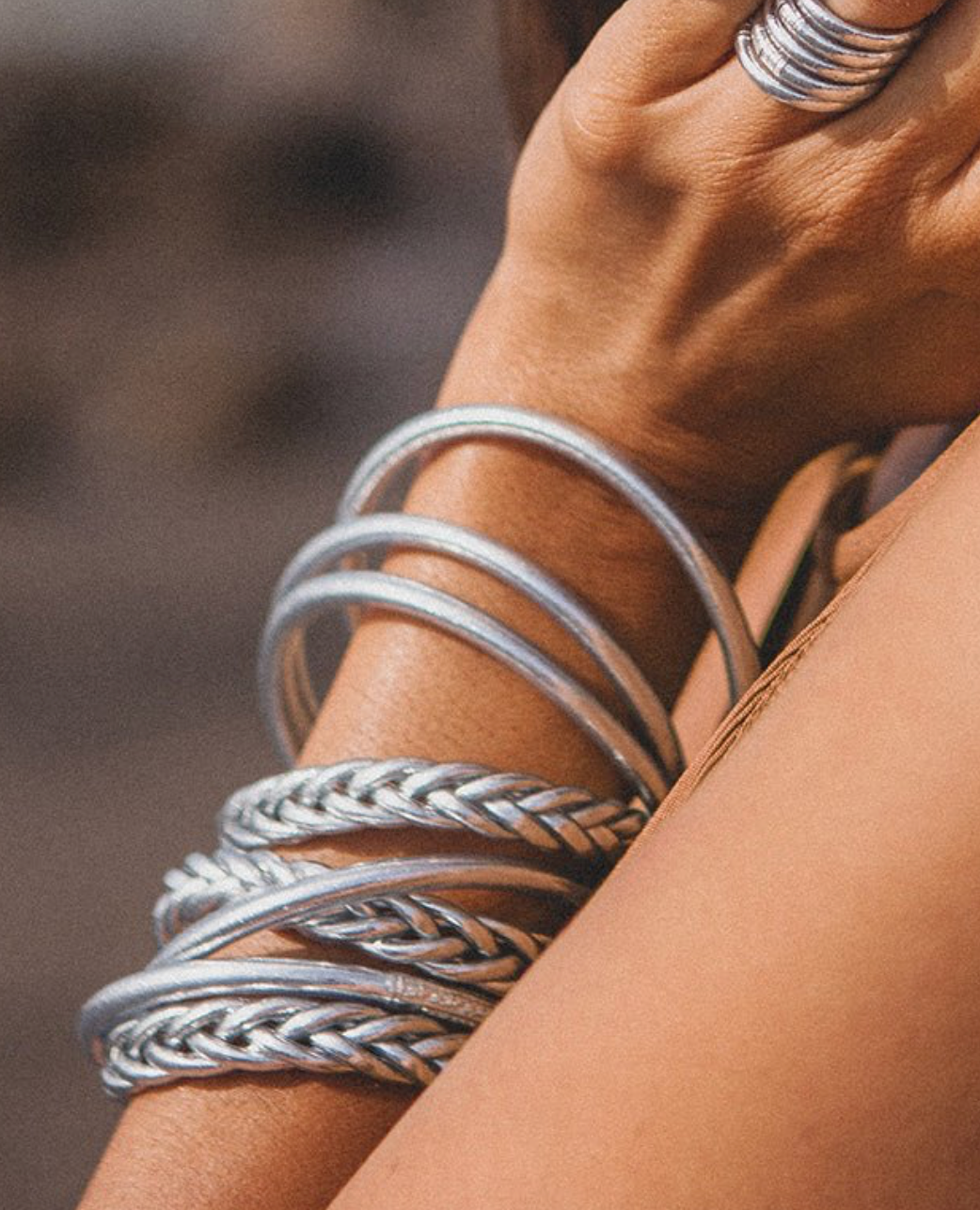 Bracelet bouddhiste KUMALI tresse argent