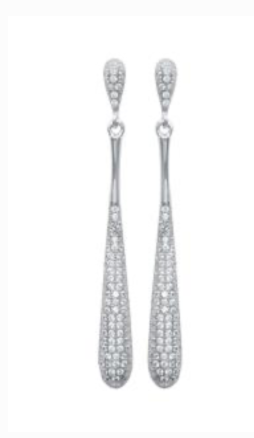 BO Argent pendante goutte strass -1498110