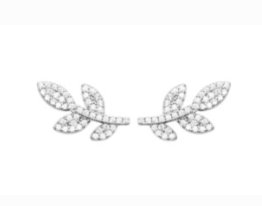 BO Argent puce feuille strass -1569710