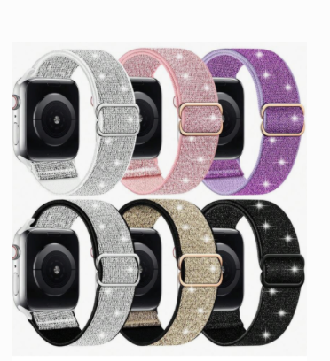 Bracelet montre apple tissu pailleté