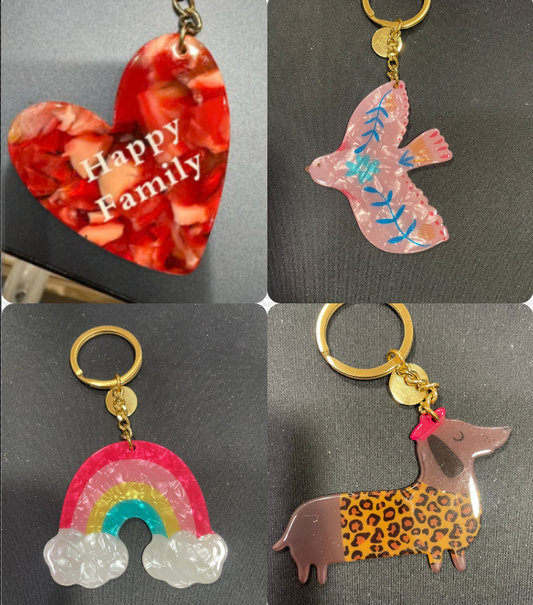 Porte clé coeur chien oiseau