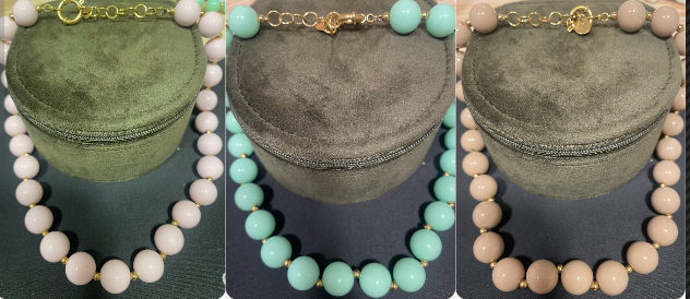 collier dore grosse perle couleur