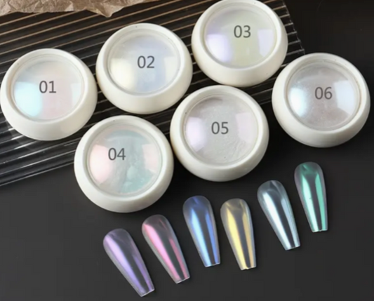 Poudres irisées ongles