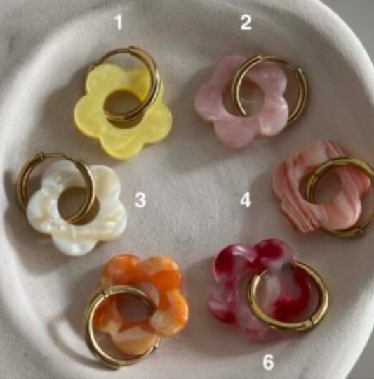 Boucles d'oreilles fleur anneau rond