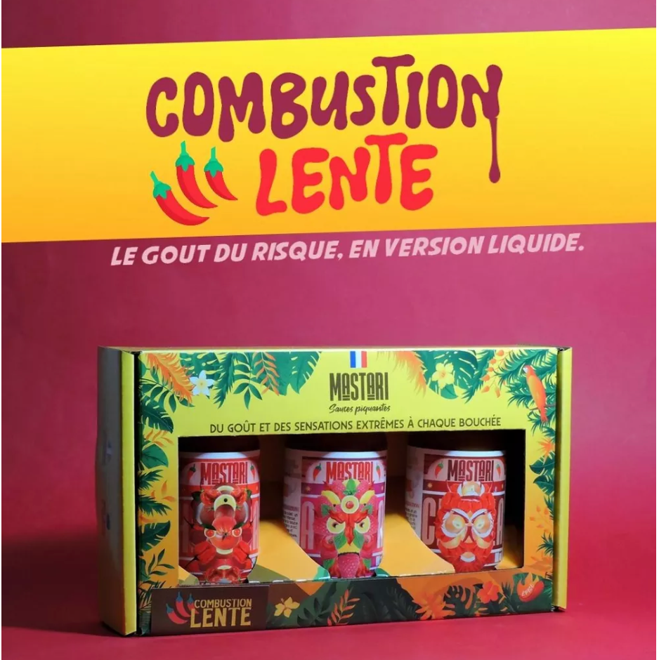 Coffret 3 sauces piquantes fortes - Combustion lente 🌶️