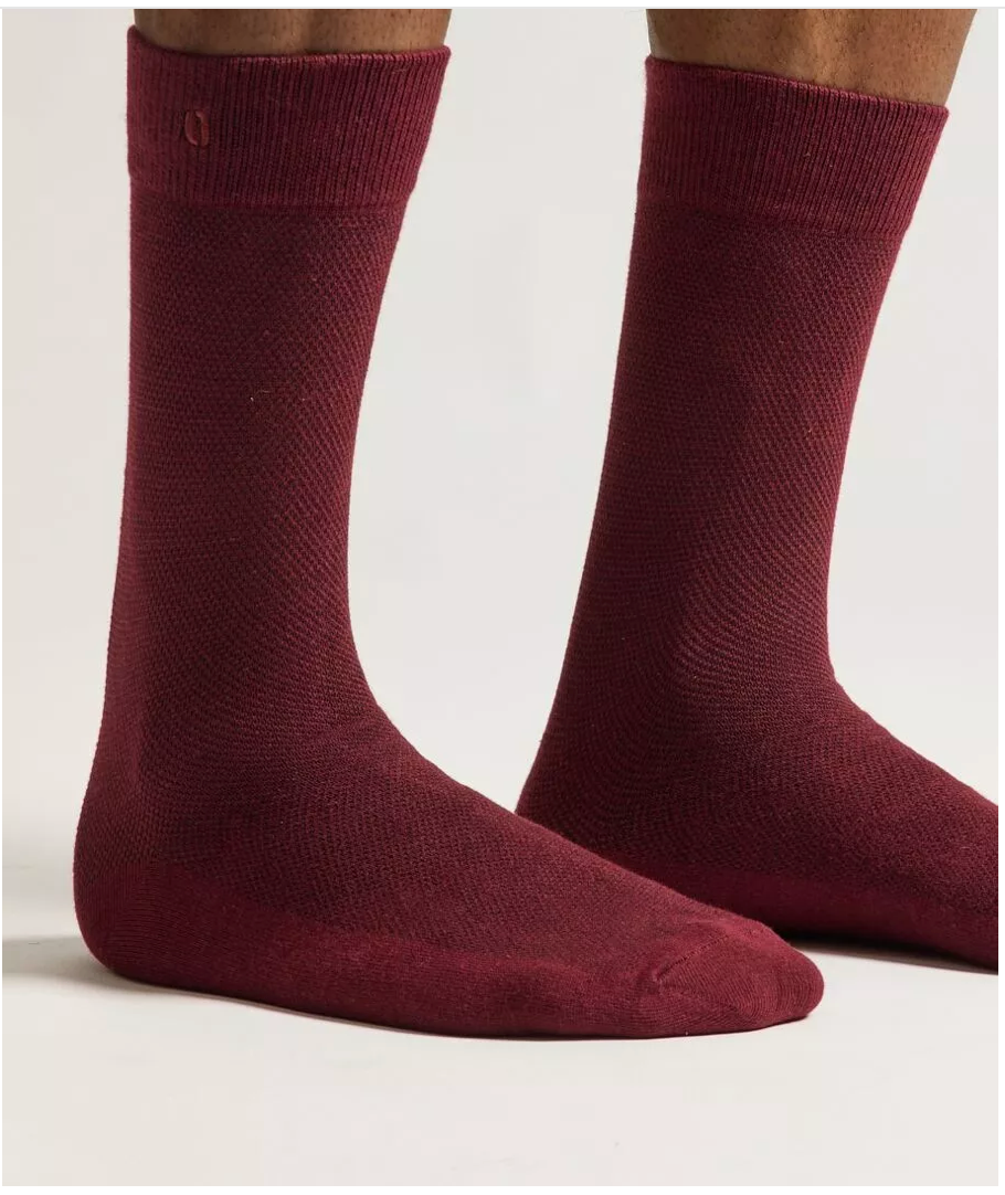 chaussette New Gaufré - Marine bordeaux gris