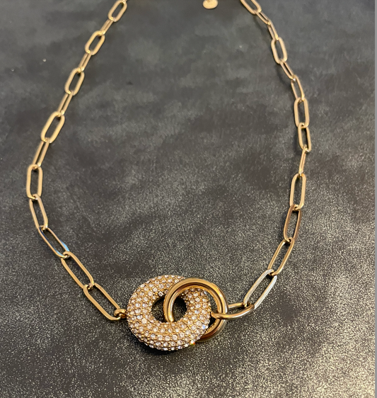 Collier doré donut strass