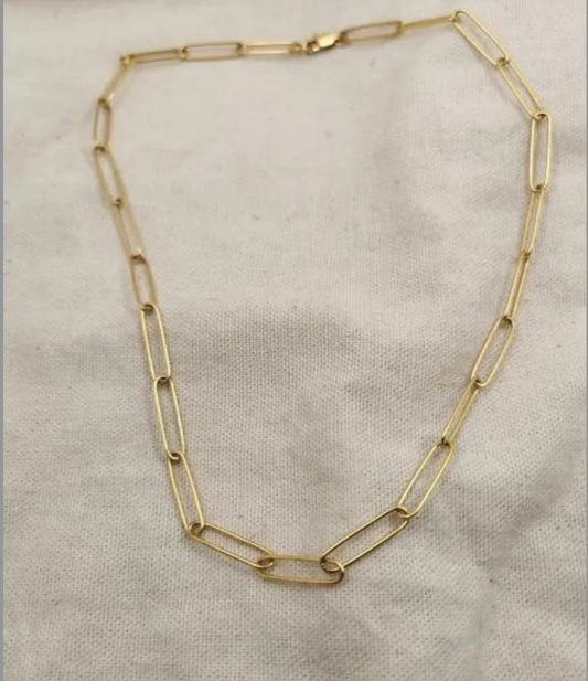 collier sautoir dore grosse maille rectangle