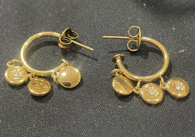 boucle oreille doré créole pampille