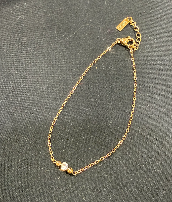 bracelet dore strass et petite boule