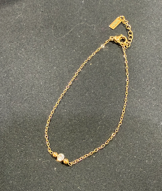 bracelet dore strass et petite boule