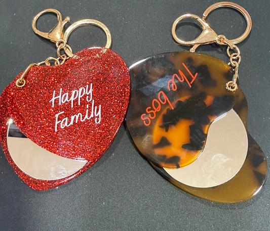 Porte clé coeur miroir