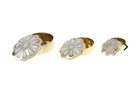 Boite fleur dore et nacre lot de 3