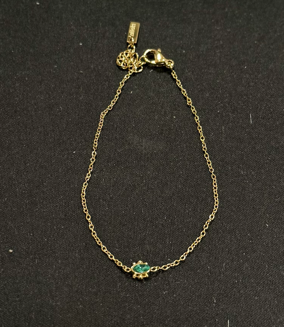 Bracelet dore pierre verte