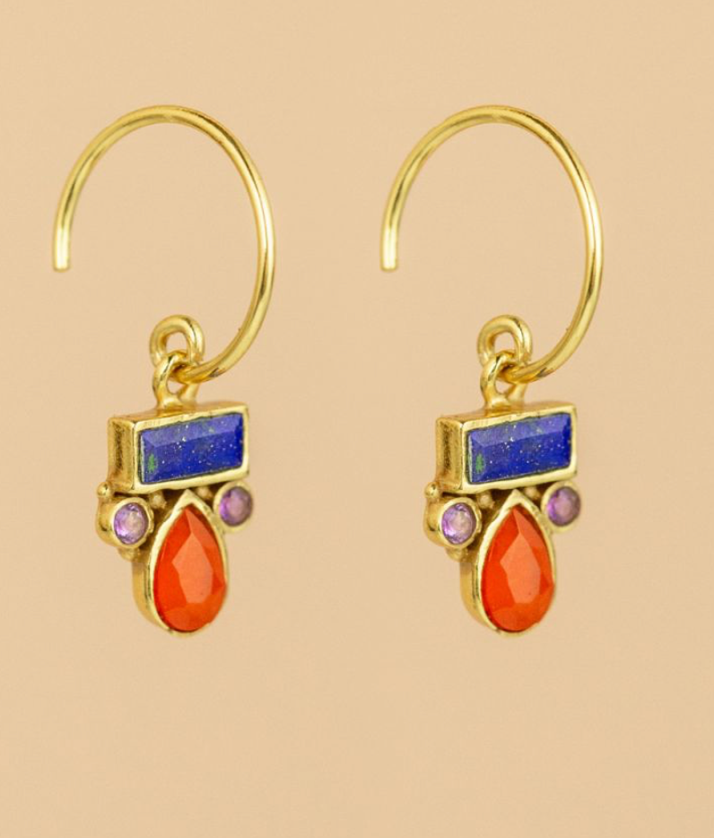 Boucles d'oreilles Pierres 3 pierres