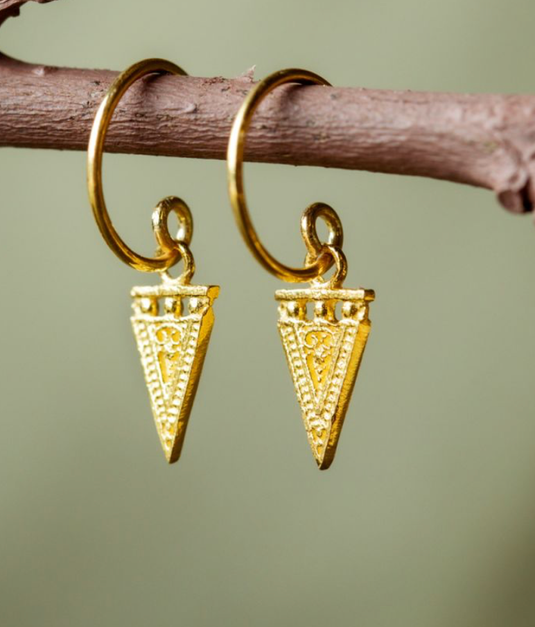 Boucles d'oreilles P.O pendantes triangles martelés