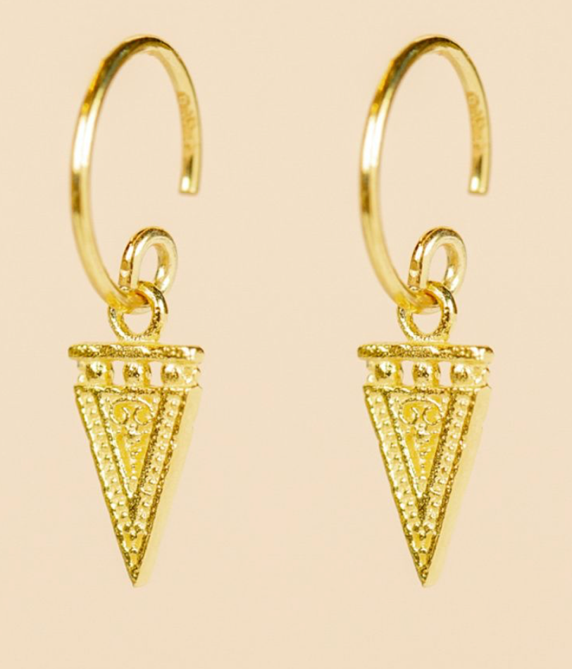 Boucles d'oreilles P.O pendantes triangles martelés