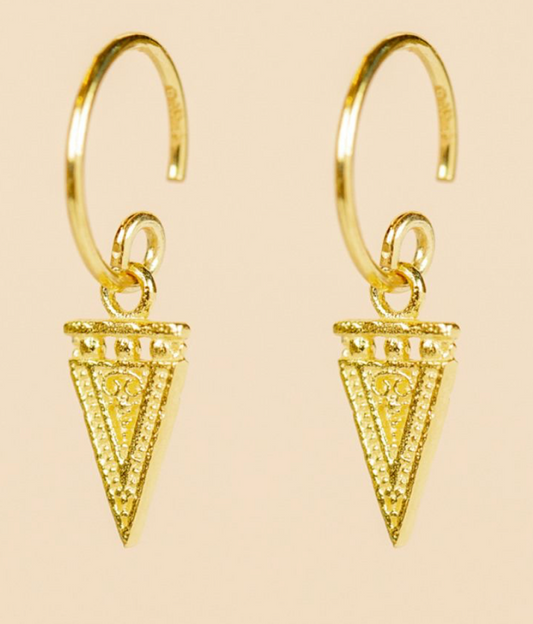 Boucles d'oreilles P.O pendantes triangles martelés