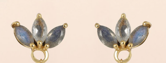 Puces oreilles trois pierres Labradorite plaqué Or