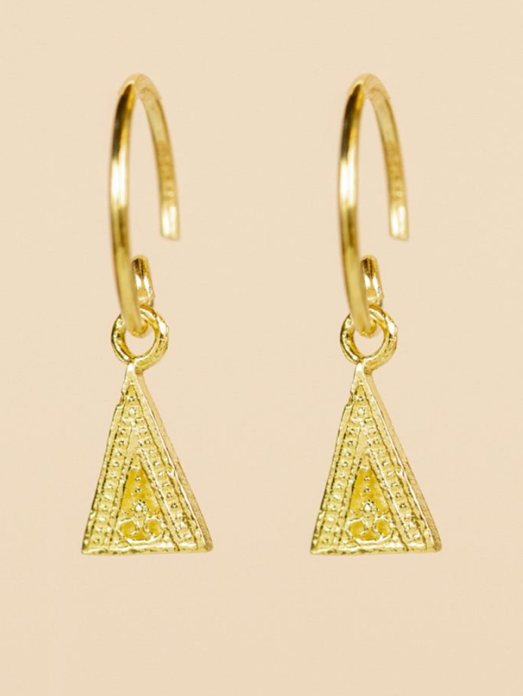 Boucles d'oreilles P.O pendantes triangles martelés