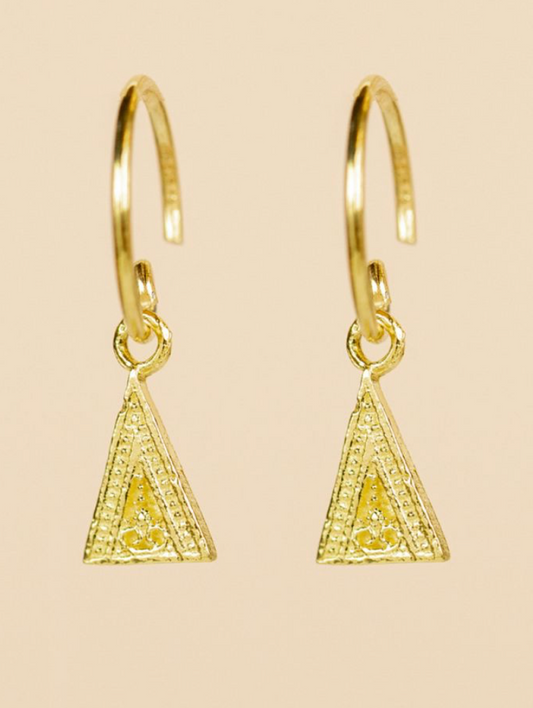 Boucles d'oreilles P.O pendantes triangles martelés