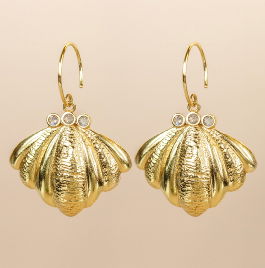 Boucles d'oreilles P.O pendantes feuilles pierre labradorite