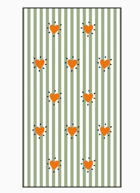 Serviette rayures et coeur