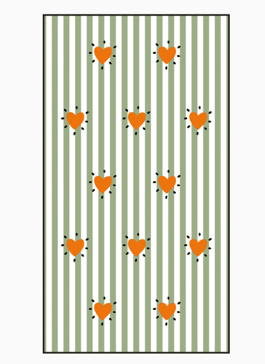 Serviette rayures et coeur
