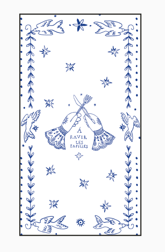 Serviette motifs bleu