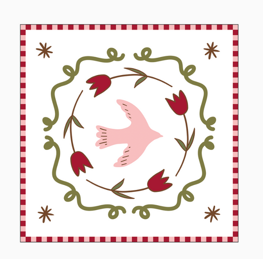 Serviette oiseau rose