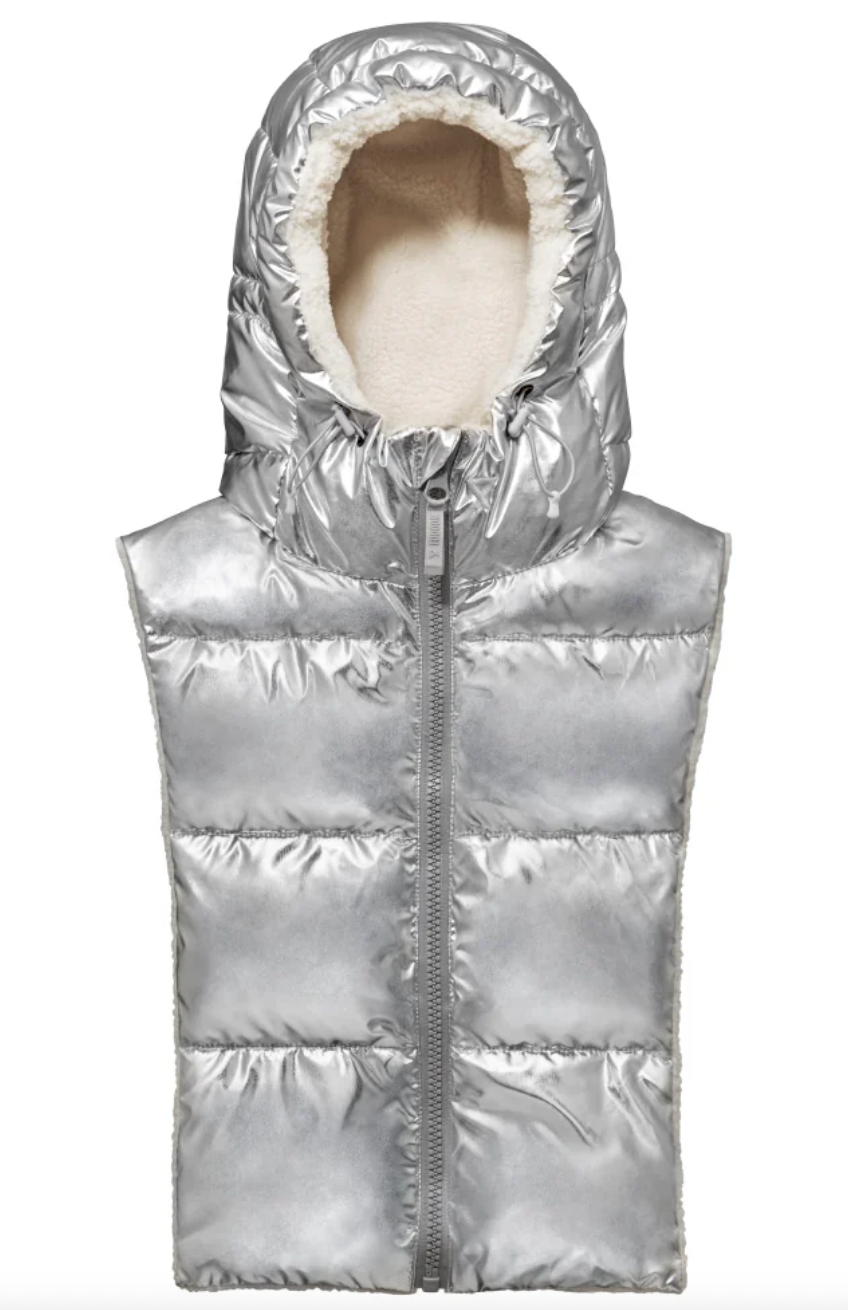 Capuche doudoune argent réversible sherpa