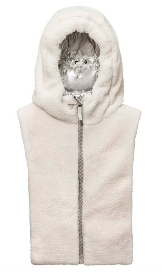 Capuche doudoune argent réversible sherpa