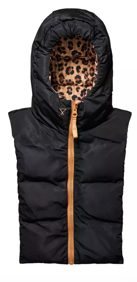 Capuche doudoune léopard et noire