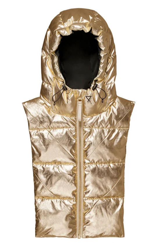 Capuche doudoune dorée et noire