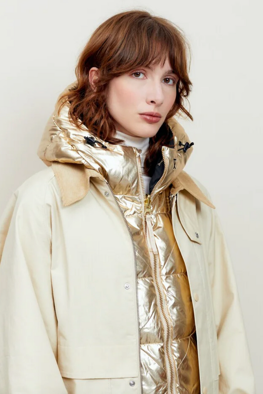 Capuche doudoune dorée et noire