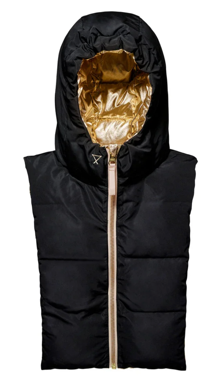 Capuche doudoune dorée et noire