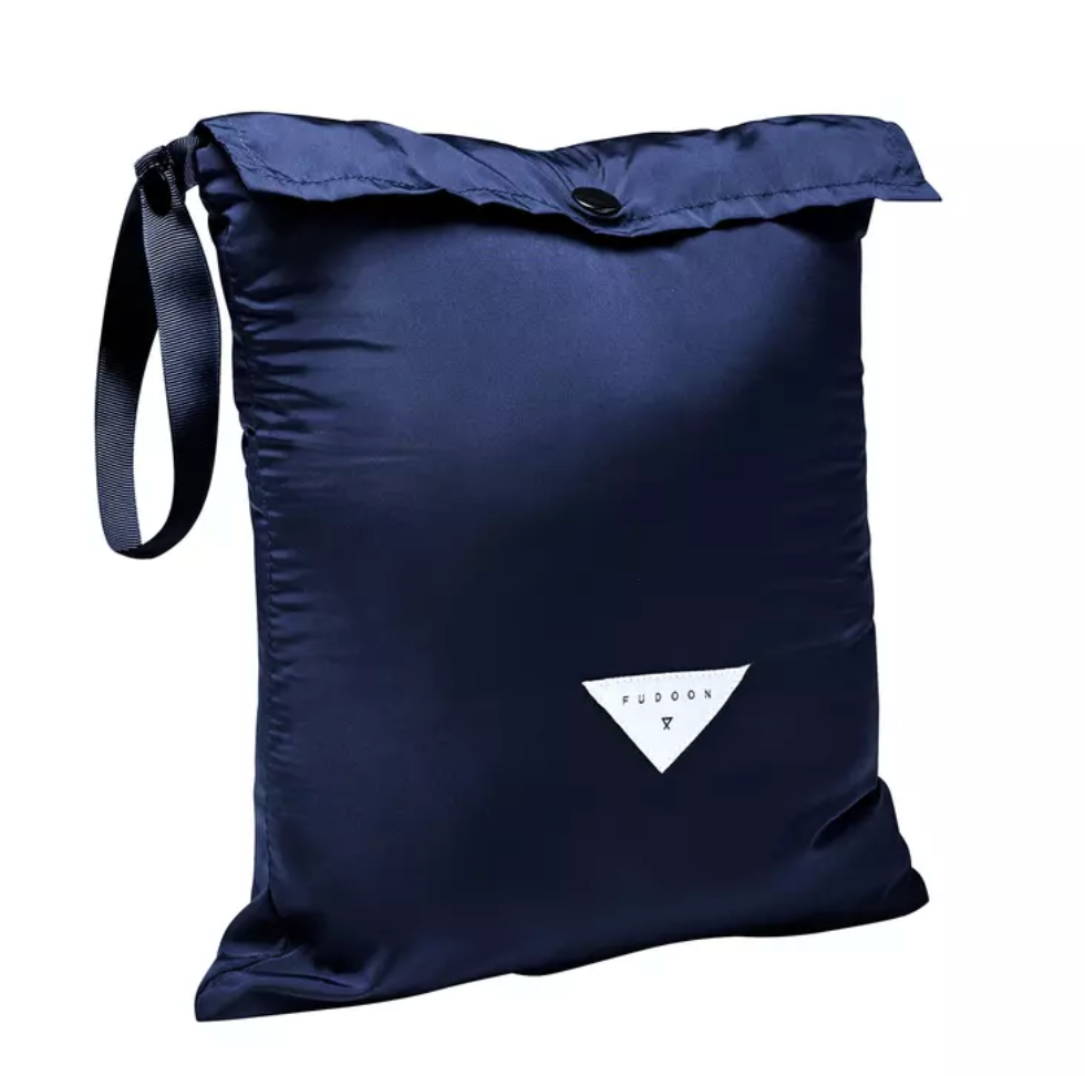 Capuche doudoune bleu marine et écru effet mouton