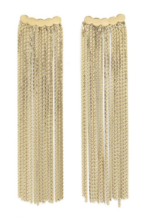 Boucles d'oreilles franges chaine doré longue