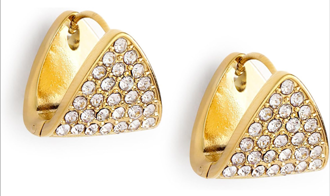 boucle oreille dore triangle strass