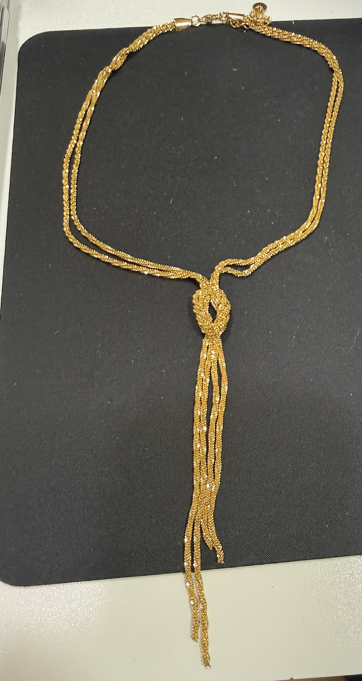 collier dore noeud pendant