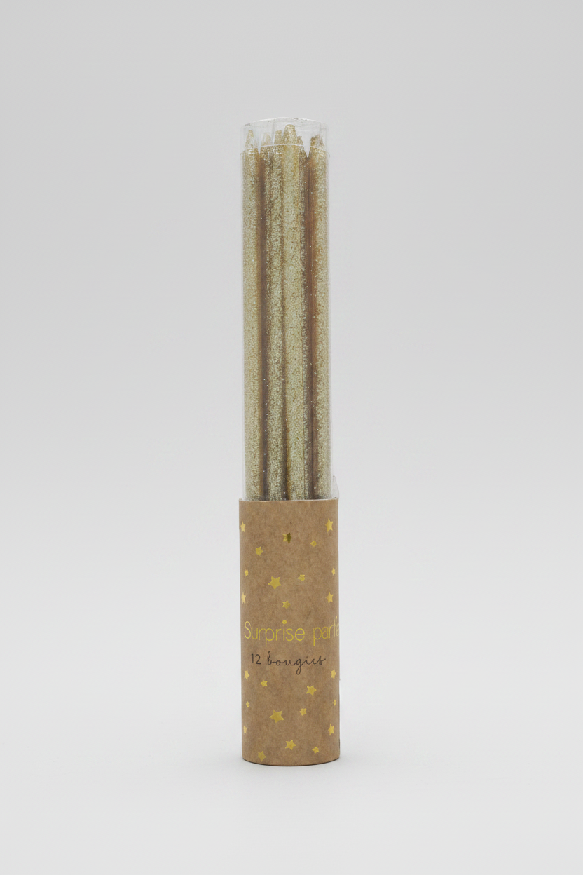 Bougies doré à paillettes