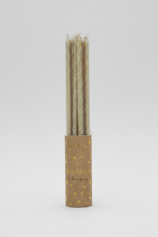 Bougies doré à paillettes