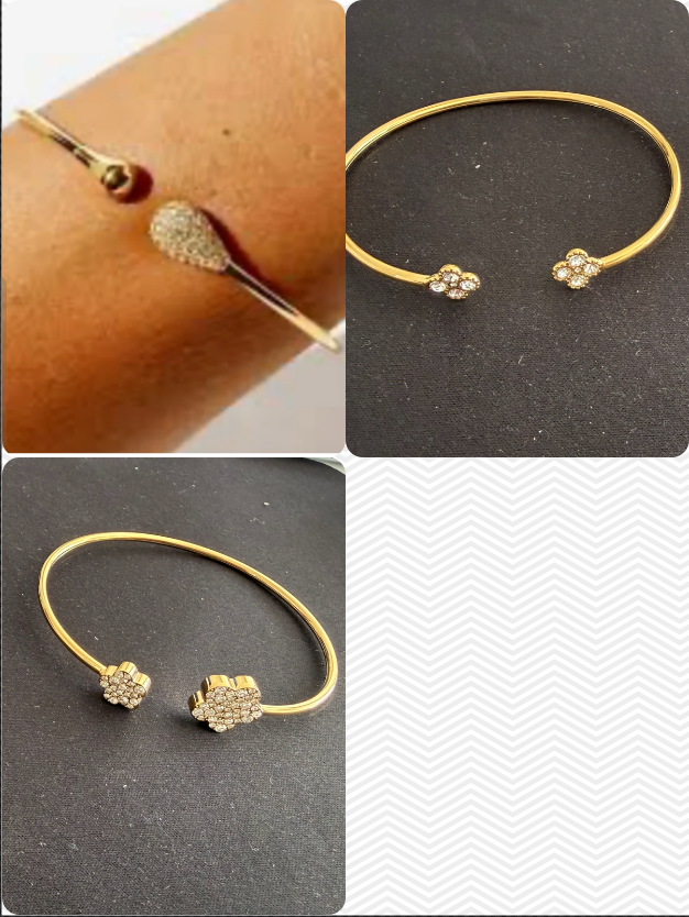 Bracelet rigide dore ouvert strass