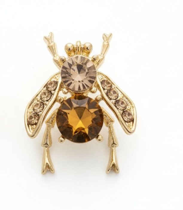 Pin's doré petite abeille strass
