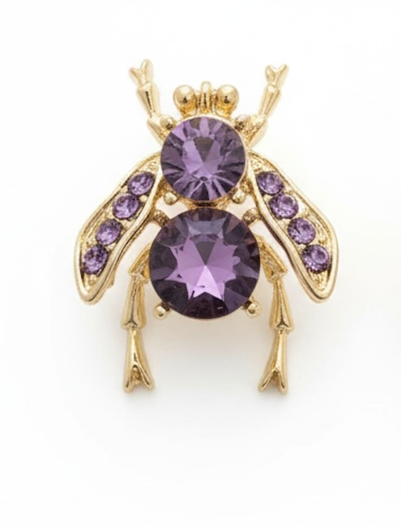 Pin's doré petite abeille strass