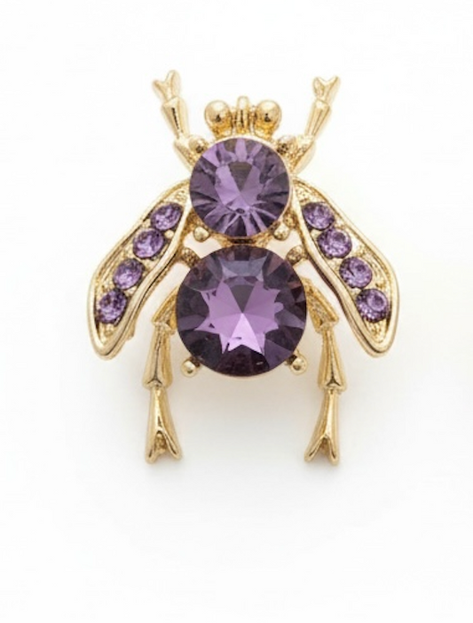 Pin's doré petite abeille strass