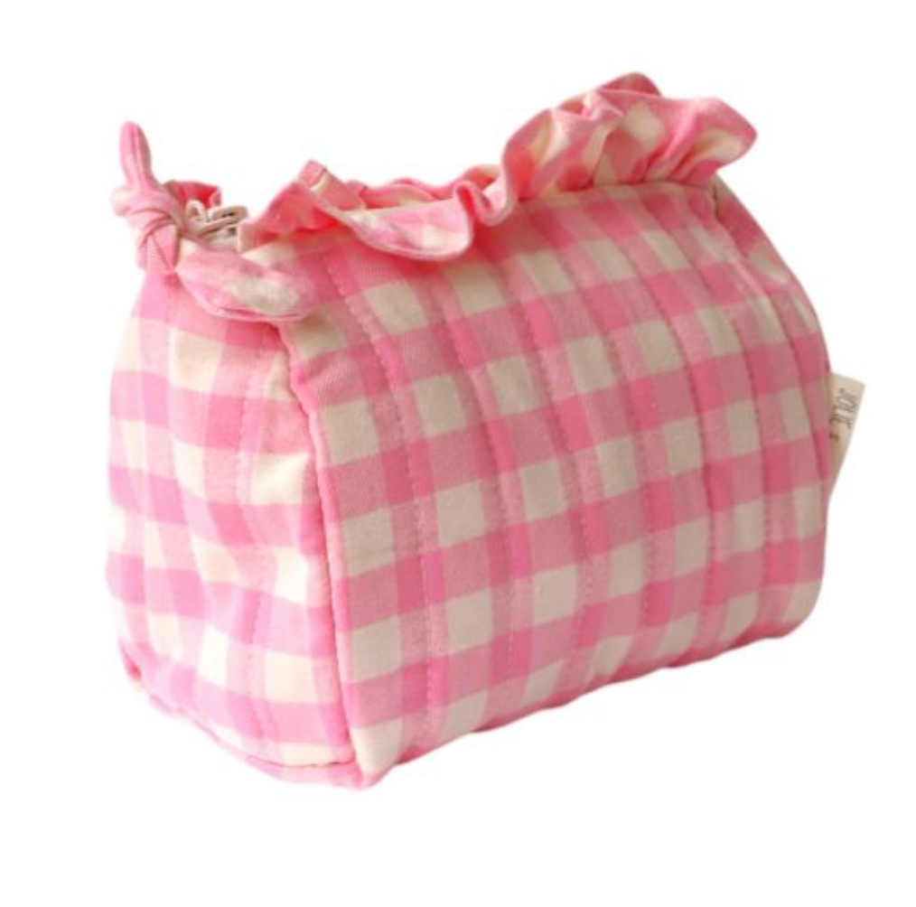 Trousse de toilette vichy rose - Chichi pompon