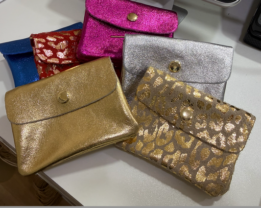 porte monnaie irisé et leopard 3 compartiments
