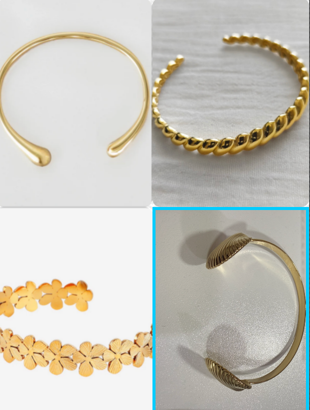 Bracelet rigide dore ouvert